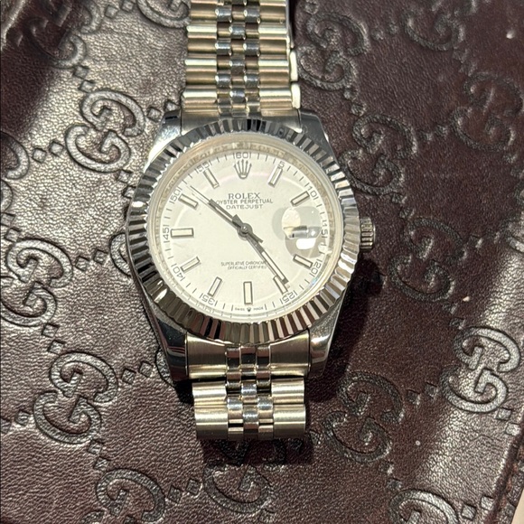 Rolex Silver Oyster Perpetual Watch - Picture 7 of 10